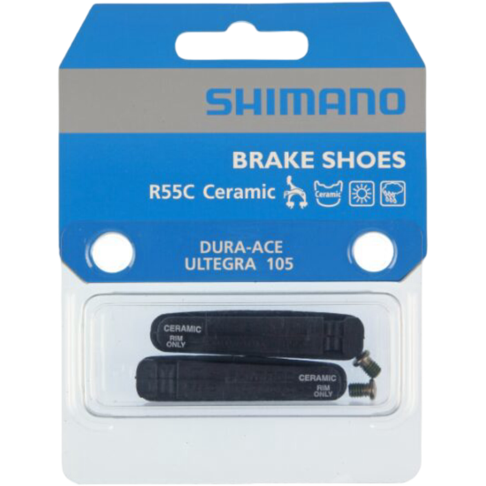 Fälgbromsbeläggsats Shimano R55C 105-Ultegra-Dura-Ace Keramisk Förpackning Shimano Fälgbromsbeläggsats R55C 105/Ultegra/Dura-Ace, Keramisk